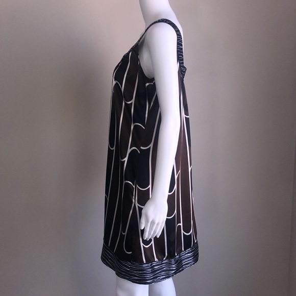 MAX SPORT Sleeveless Brown & White Retro Print Dress - M - Picture 5 of 7